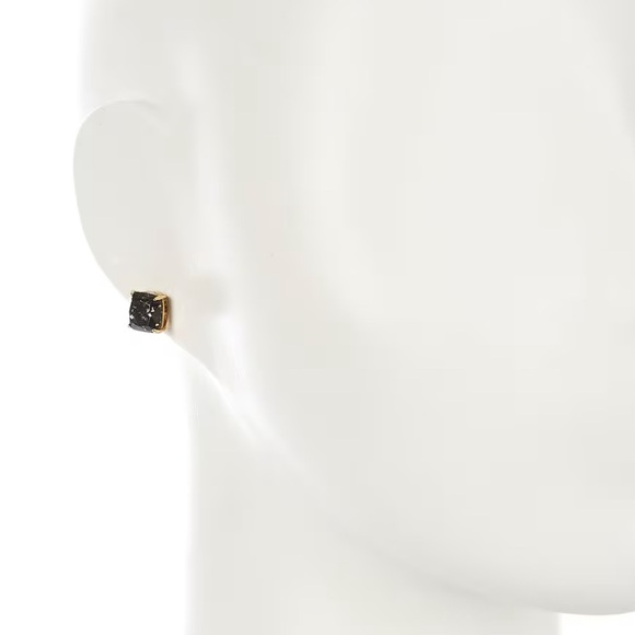 ♠️ Kate Spade Black Glitter Crystal Small Square Stud Earrings - Picture 4 of 7